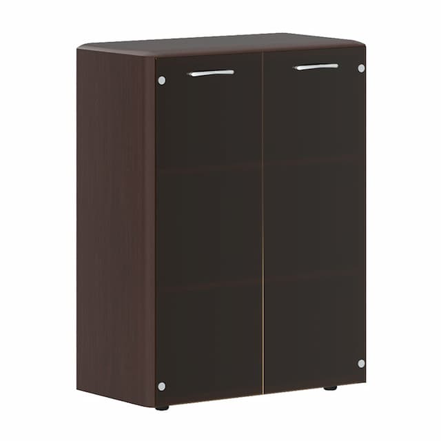 Шкаф средний со стеклянными дверьми и обвязкой Skyland DMC 85.2 венге магия 892х450х1185 DIONI