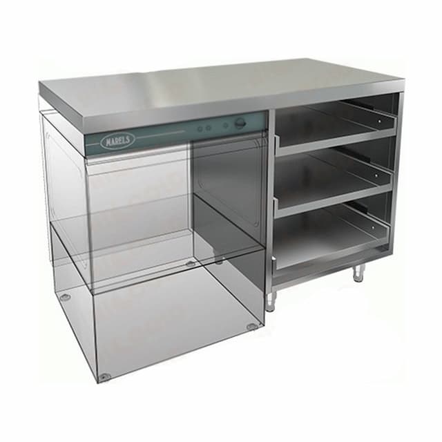 Стол закрытый для корзин с бокалами и крылом под посудомоечную машину Hicold НБМКБКП-12/7Л